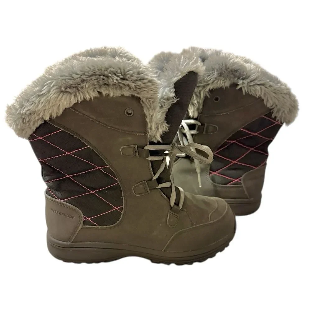 Columbia Waterproof Fur Lined Ice Maiden Youth Gray Winter Boots. Sz 4